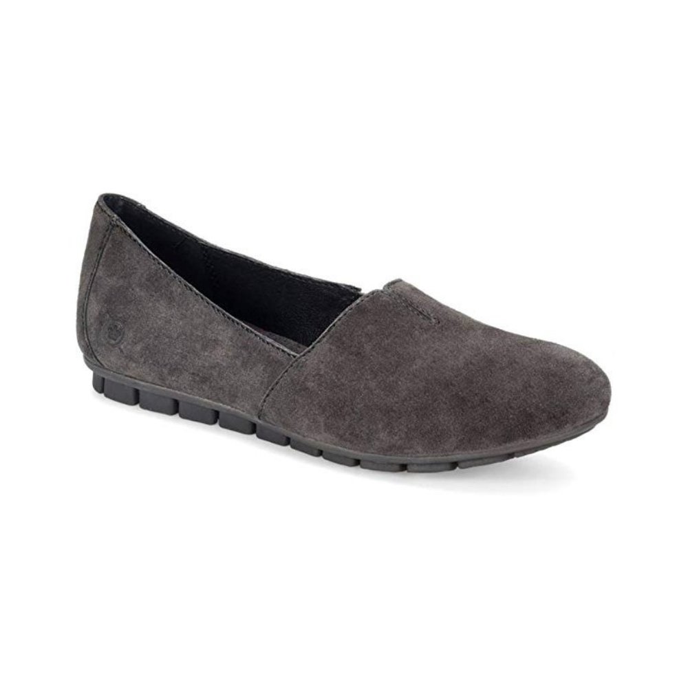 Born Womens Sebra Grey Suede Flat (US 9.5)